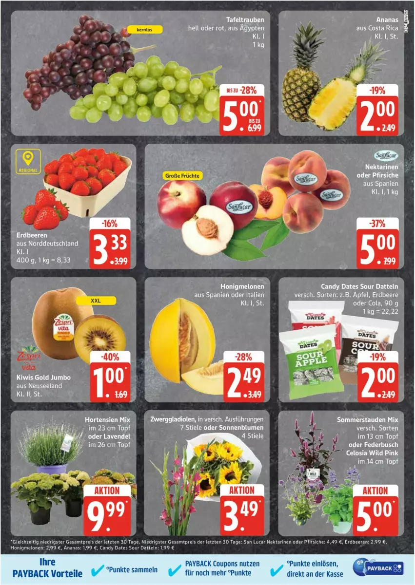 Aktueller Prospekt Edeka - Prospekte - von 23.06 bis 28.06.2025 - strona 7 - produkty: ananas, beere, beeren, coupon, coupons, Datteln, eis, erdbeere, erdbeeren, honig, honigmelone, honigmelonen, melone, melonen, Nektar, nektarinen, nektarinen oder, oder pfirsiche, payback, pfirsich, pfirsiche, reis, ZTE