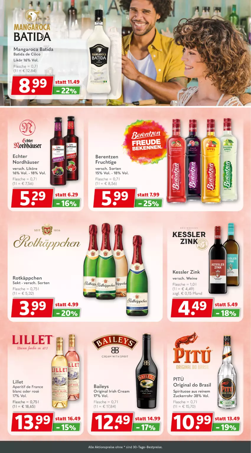 Aktueller Prospekt Getraenkeland - von 13.05 bis 25.05.2024 - strona 8 - produkty: aktionspreis, aperitif, baileys, batida, berentzen, bestpreis, bestpreise, eis, flasche, frucht, gin, irish cream, likör, lillet, mangaroca, reis, rhabarber, rotkäppchen, sekt, Ti, wein, weine, zucker