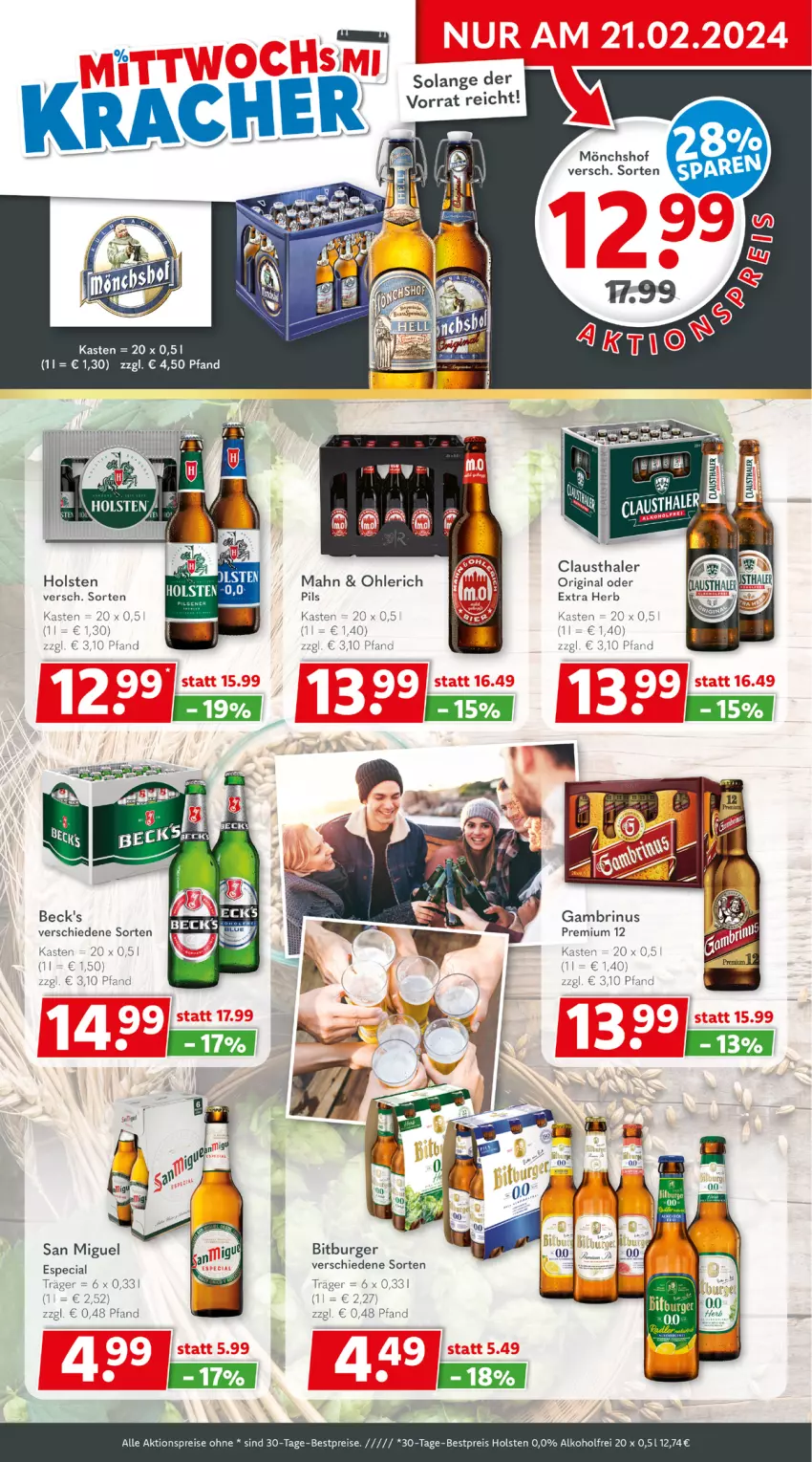 Aktueller Prospekt Getraenkeland - von 19.02 bis 02.03.2024 - strona 2 - produkty: aktionspreis, alkohol, aust, bestpreis, bestpreise, bitburger, burger, clausthaler, eis, gin, holsten, mönchshof, pils, reis, Ti