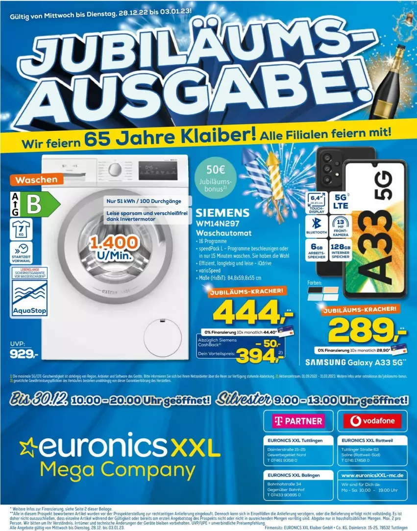 Aktueller Prospekt Euronics - Prospekte - von 28.12.2023 bis 04.01.2024 - strona 16 - produkty: aqua, aquastop, eis, euronics xxl, euronics xxl rottweil, euronics xxl tuttlingen, uhr