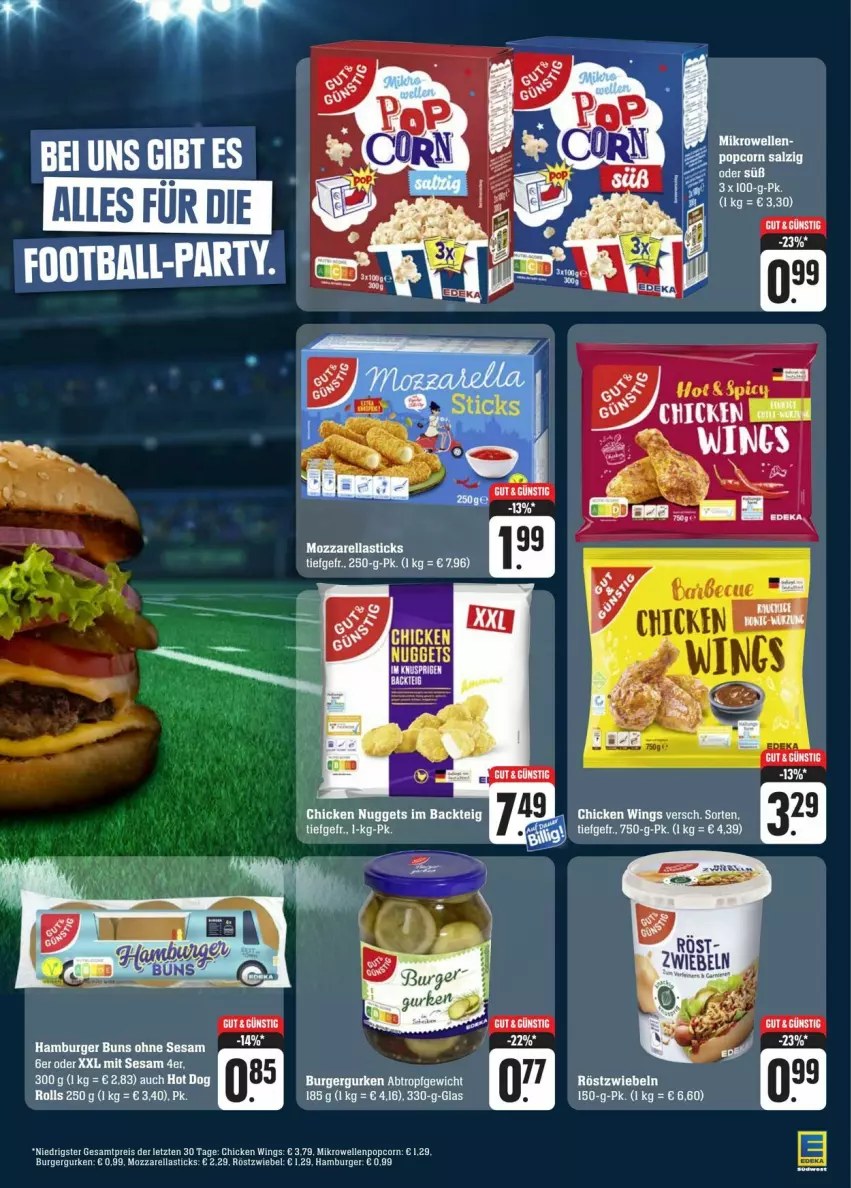 Aktueller Prospekt Edeka - Prospekte - von 03.02 bis 10.02.2024 - strona 17 - produkty: asti, burger, chicken nuggets, chicken wings, eis, gurke, gurken, hamburger, hot dog, mozzarella, nuggets, rel, röstzwiebeln, sesam, Ti, zwiebel, zwiebeln