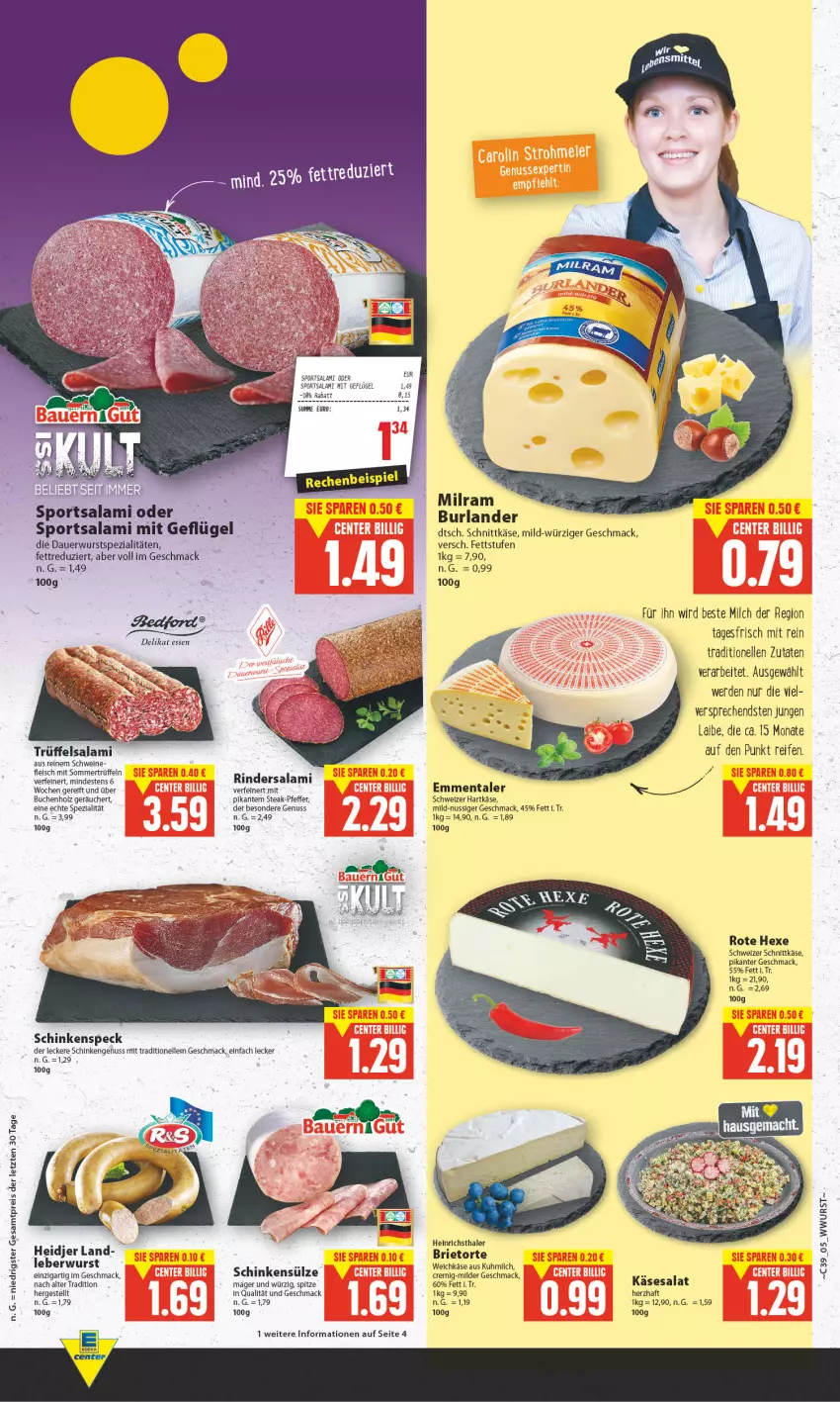 Aktueller Prospekt E Center - Angebote der Woche - von 26.09 bis 01.10.2022 - strona 5 - produkty: auer, brie, buch, burlander, eis, elle, emmentaler, erde, fleisch, Geflügel, hartkäse, heinrichsthaler, Holz, Käse, leberwurst, mac, milch, milram, nuss, pfeffer, reifen, reis, rind, rinder, Rindersalami, salami, salat, schinken, schinkenspeck, schnittkäse, schwein, schweine, schweizer hartkäse, schweizer schnittkäse, Speck, Spezi, Sport, steak, Ti, torte, Trüffel, weichkäse, wein, weine, wurst, Yo, ZTE