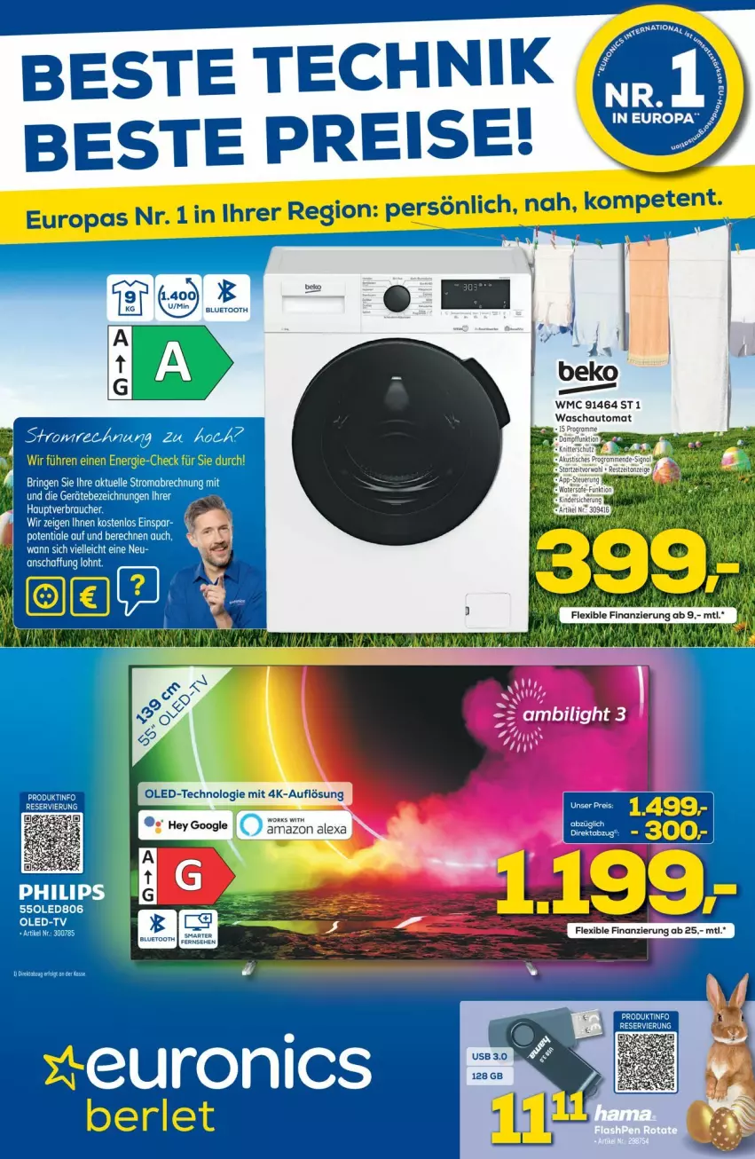 Aktueller Prospekt Euronics - Prospekte - von 20.04 bis 27.04.2022 - strona 1 - produkty: auto, beko, usb