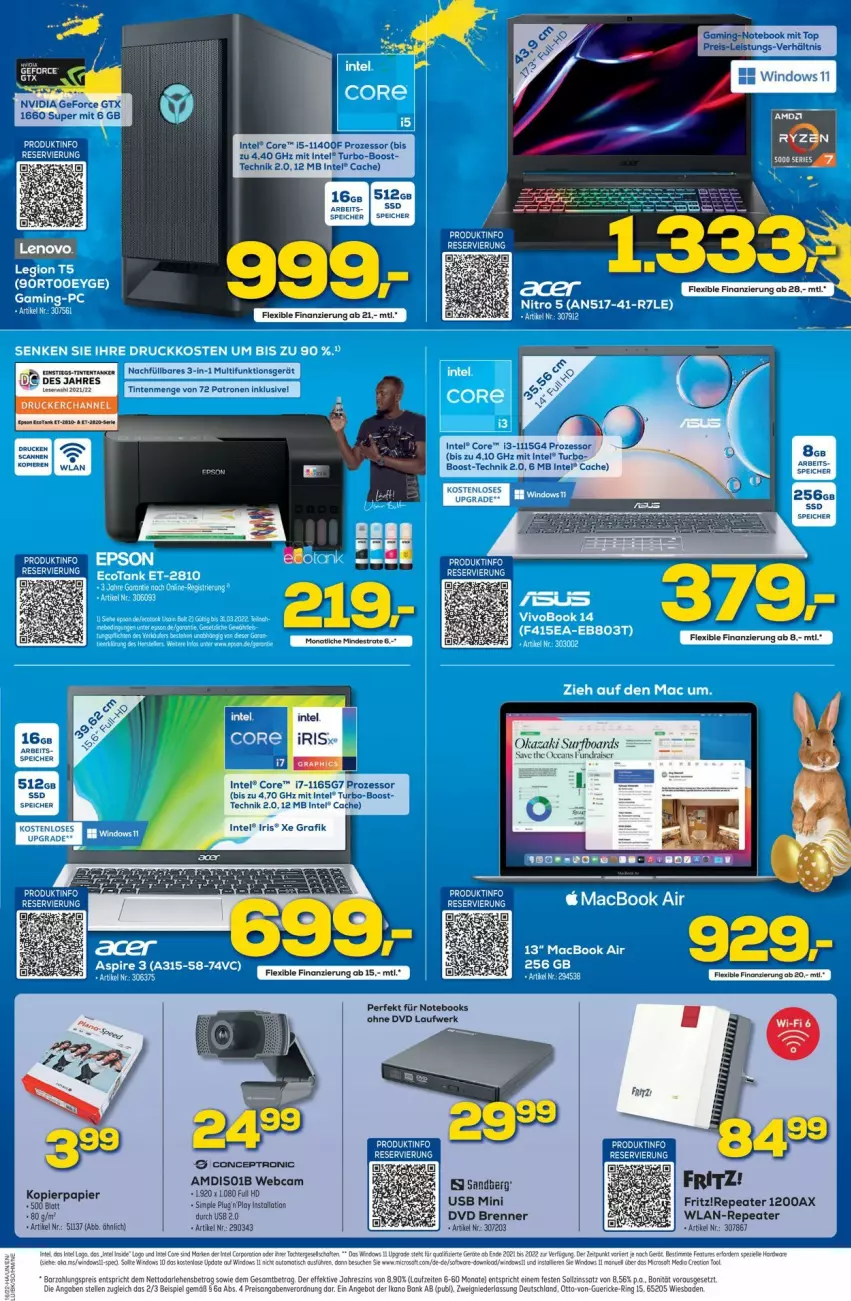 Aktueller Prospekt Euronics - Prospekte - von 20.04 bis 27.04.2022 - strona 5 - produkty: Bad, dvd, eis, elle, fritz, geforce, gtx, Intel, kopierpapier, notebook, notebooks, nvidia, papier, reis, ring, sim, ssd, Surf, Ti, usb