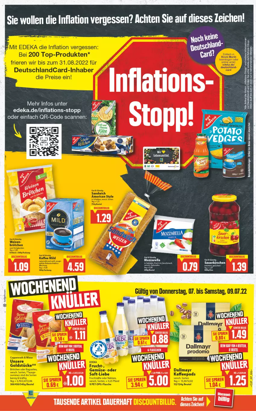 Aktueller Prospekt E Center - Angebote der Woche - von 04.07 bis 09.07.2022 - strona 7 - produkty: auer, beutel, deka, deutschlandcard, kirsch, kirsche, kirschen, mac, mozzarella, rel, salz, sauerkirschen, Ti, wolle