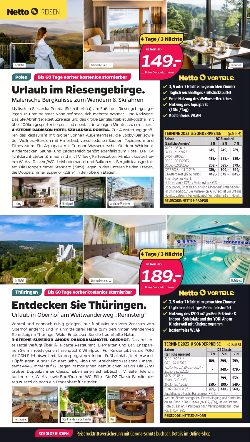 Aktueller Prospekt Netto - Woche 11-12 - von 13.03 bis 25.03.2023 - strona 3 - produkty: aqua, axe, Bad, Bademantel, ball, bett, bier, buch, corona, decke, dusche, eis, ente, Etagenbett, Fußball, Garten, Hüpfburg, innenpool, jako, kaffee, Kinder, kurtaxe, Liege, Mantel, Mode, natur, obst, pool, rama, reis, ring, rum, rwe, schreibtisch, tee, telefon, Ti, tisch, wasser, wasserrutsche, Whirlpool, Yo, zimmerbeispiel