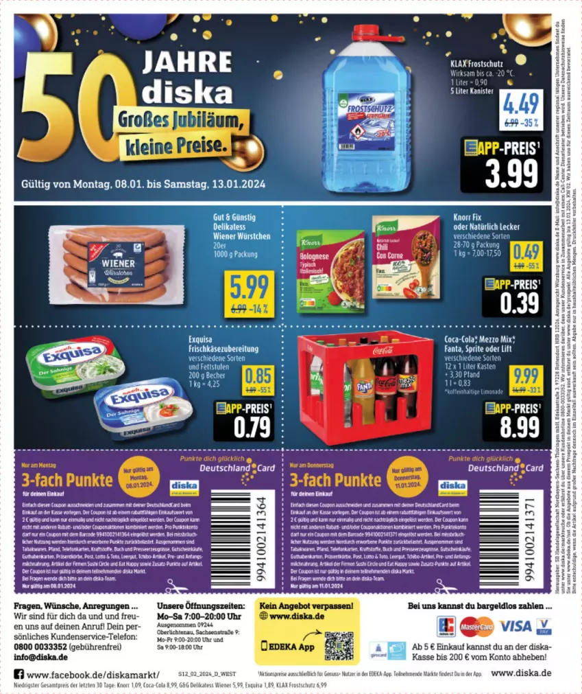 Aktueller Prospekt Diska - Prospekte - von 02.01 bis 06.01.2024 - strona 12 - produkty: angebot, angebote, Astra, Becher, bolognese, buch, coupon, deka, eis, ente, erde, exquisa, exquisa frischkäse, fanta, frischkäse, frischkäsezubereitung, Käse, knorr, kraft, nuss, reis, ring, sac, sprite, tee, telefon, Ti, uhr, weck, wiener, ZTE