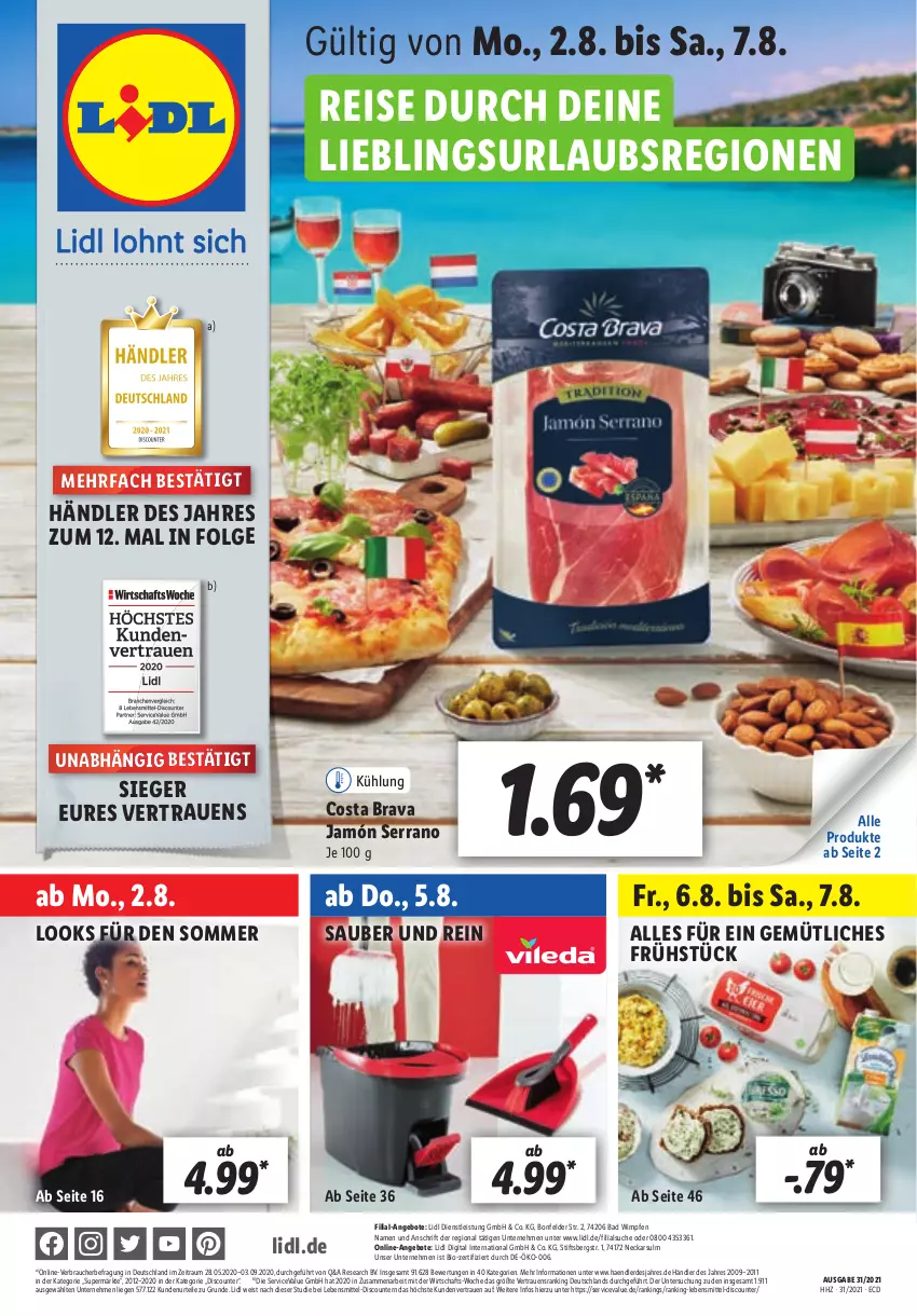 Aktueller Prospekt Lidl - Aktionsprospekt - von 02.08 bis 07.08.2021 - strona 1