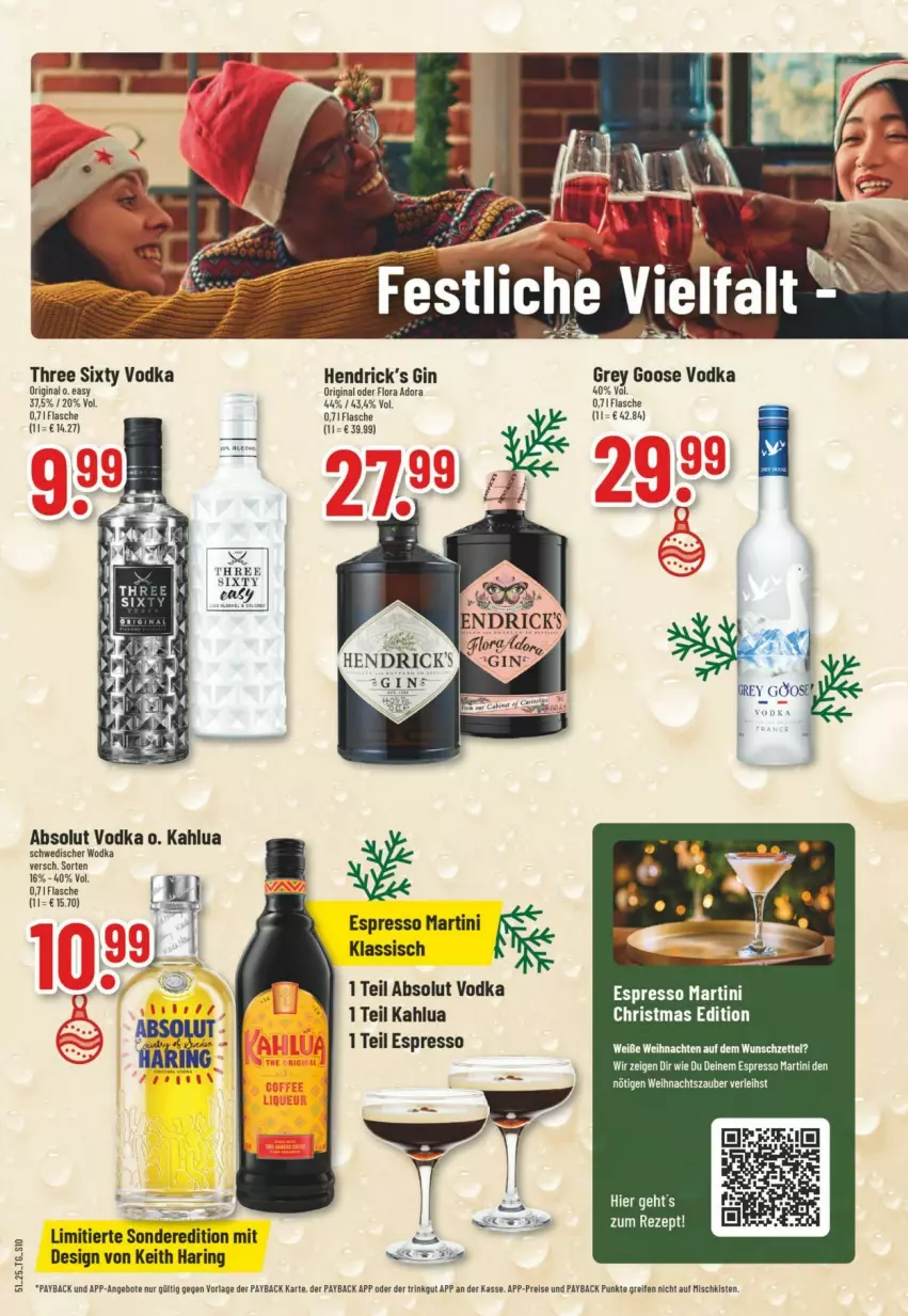Aktueller Prospekt Trinkgut - Prospekte - von 14.12 bis 20.12.2025 - strona 12 - produkty: Absolut Vodka, angebot, angebote, eis, espresso, flasche, gin, martini, payback, reifen, reis, ring, Three Sixty, Ti, vodka, weihnachten, wodka