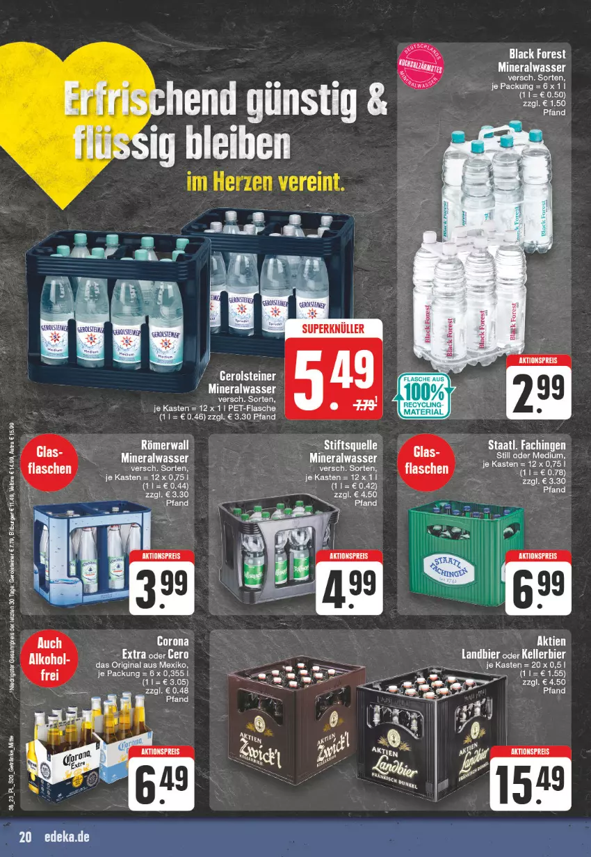 Aktueller Prospekt E Center - Angebote der Woche - von 18.09 bis 23.09.2023 - strona 20 - produkty: aktionspreis, Alwa, Astra, bier, bitburger, black forest, burger, eis, elle, flasche, gerolsteine, gerolsteiner, gin, kellerbier, lack, mineralwasser, pet-flasche, reis, resa, Staatl. Fachingen, steiner, tee, Ti, veltins, wasser, ZTE