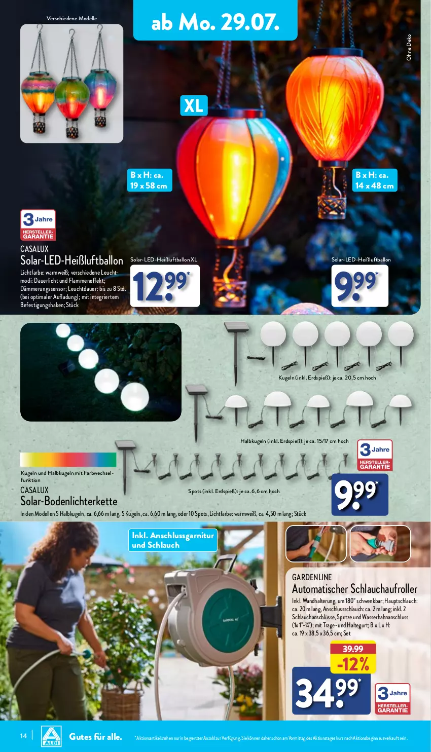 Aktueller Prospekt Aldi Nord - Von Montag - von 29.07 bis 03.08.2024 - strona 14 - produkty: auer, auto, ball, dell, elle, garnitur, gin, Kette, Kugel, lamm, lichterkette, Luftballon, Mode, Roller, schlauch, shake, Ti, tisch, wandhalterung, wasser, ZTE