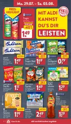 Gazetka promocyjna Aldi Nord - Von Montag - Gazetka - ważna od 03.08 do 03.08.2024 - strona 6 - produkty: aldi, angebot, angebote, aus der tiefkühlung, bahlsen, beutel, biscotto, chips, comtess, eis, eistee, elle, flasche, frucht, fruchtgummi, funny-frisch, kartoffel, knoppers, kuchen, lipton, pom-bär, pringles, reis, riegel, ring, schnitten, snack, storck, tee, teller, Ti, trolli, trolli fruchtgummi, Waffelschnitte, zucker