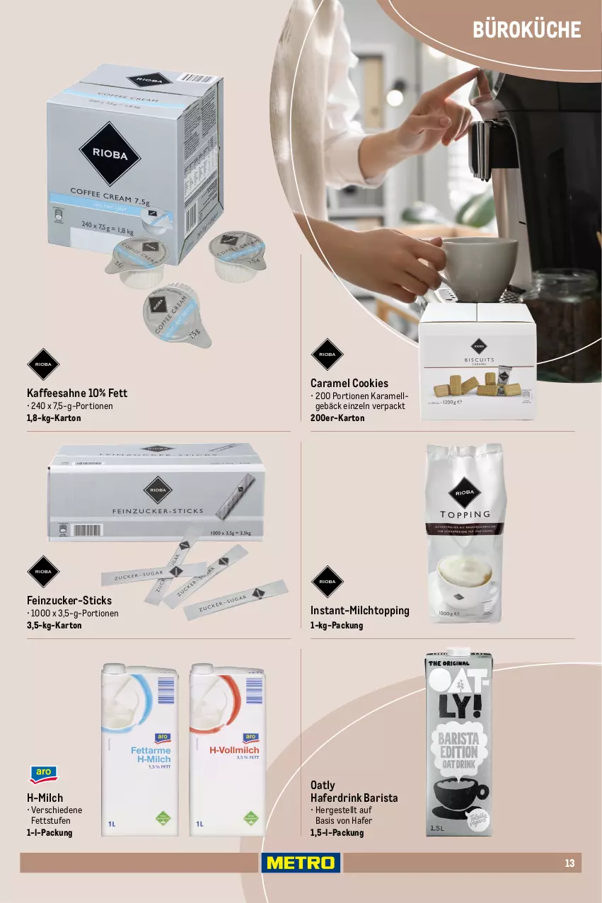 Aktueller Prospekt Metro - Office Sortiment - Seite 3 - von 01.10.2025 bis 01.06.2026 - strona 13 - produkty: bohne, caffe, caramel, cookie, cookies, drink, espresso, hafer, Haferdrink, kaffee, karamell, küche, LG, Metro, milch, sahne, Ti, zucker