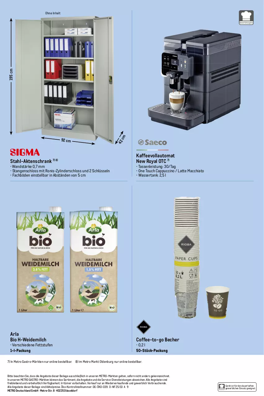 Aktueller Prospekt Metro - Office Sortiment - Seite 3 - von 01.10.2025 bis 01.06.2026 - strona 18 - produkty: abholpreise, ACC, Aktenschrank, angebot, angebote, arla, auer, auto, Becher, bio, Cap, cappuccino, chia, cin, eis, ilag, kaffee, kaffeevollautomat, latte, latte macchiato, mac, macchiato, Metro, metro gastro, milch, Rauch, reis, Schrank, tasse, Ti, wasser, wassertank, weidemilch