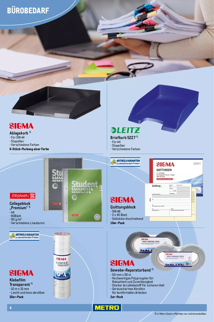 Aktueller Prospekt Metro - Office Sortiment - Seite 3 - von 01.10.2025 bis 01.06.2026 - strona 4 - produkty: braun, Brei, brie, Briefkorb, collegeblock, din a4, Efko, eis, ente, Fineliner, korb, Kugel, kugelschreiber, Metro, metro gastro, Packband, Roller, Ti