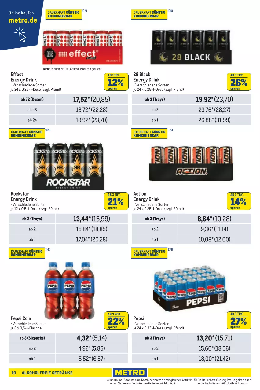 Aktueller Prospekt Metro - Händler Journal - von 08.08 bis 21.08.2024 - strona 10 - produkty: alkohol, alkoholfreie getränke, auer, cola, drink, Effect, eis, energy drink, flasche, getränk, getränke, lack, Metro, metro gastro, pepsi, Pepsi Cola, reis, Rockstar, Ti