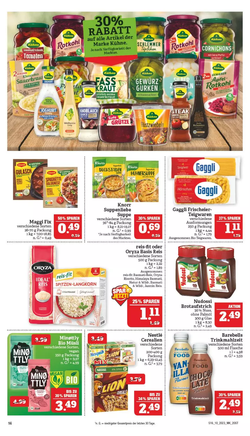 Aktueller Prospekt Marktkauf - Prospekt - von 05.03 bis 11.03.2023 - strona 16 - produkty: aufstrich, basmati, basmati-reis, beutel, bio, brot, brotaufstrich, cerealien, eier, eis, essig, flasche, gaggli, knoblauch, knorr, kochbeutel, natur, Nudossi, nuss, ohne palmöl, oryza, rebell, reis, reis-fit, risotto, suppe, suppen, suppenliebe, tee, teigwaren, Ti, wein, Weißwein, Wild, ZTE, zwiebel, zwiebeln