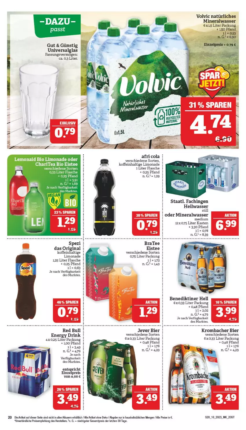 Aktueller Prospekt Marktkauf - Prospekt - von 05.03 bis 11.03.2023 - strona 20 - produkty: Alwa, beere, Benediktiner, bier, bio, bio limo, cola, drink, eis, eistee, elle, energy drink, flasche, frico, gin, jever, krombache, krombacher, LG, limo, limonade, mineralwasser, natürliches mineralwasser, pils, pilsener, red bull, reis, Ricola, Staatl. Fachingen, tee, teller, Ti, volvic, volvic natürliches, wasser, ZTE