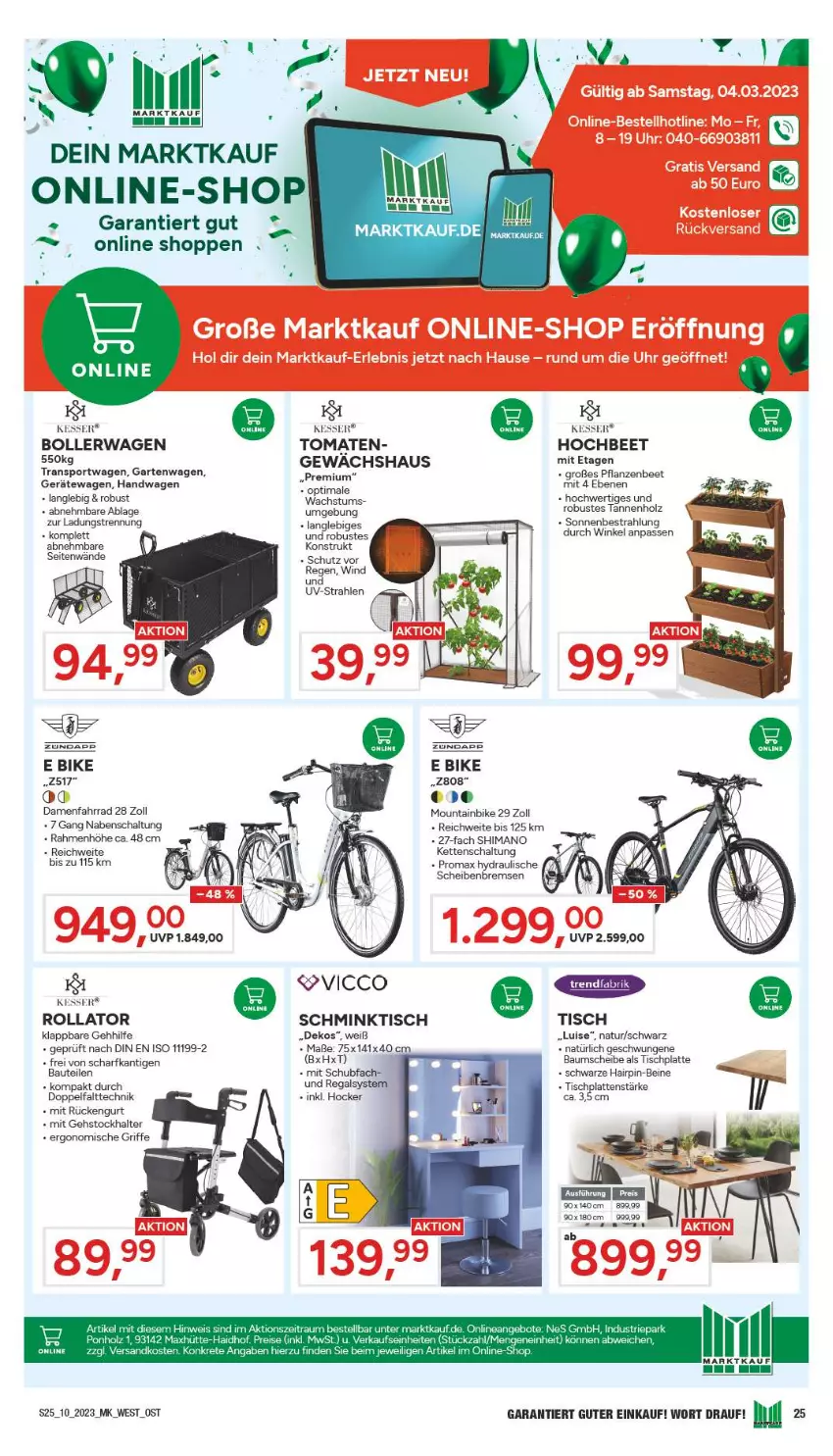 Aktueller Prospekt Marktkauf - Prospekt - von 05.03 bis 11.03.2023 - strona 25 - produkty: angebot, angebote, Bau, bollerwagen, eis, Fahrrad, Garten, hocker, Holz, HP, Kette, latte, Mountainbike, natur, ndk, pflanze, pflanzen, promax, regal, reis, Schal, shimano, Sport, Ti, tisch, tischplatte, Tischplatten, tomate, tomaten, Transportwagen