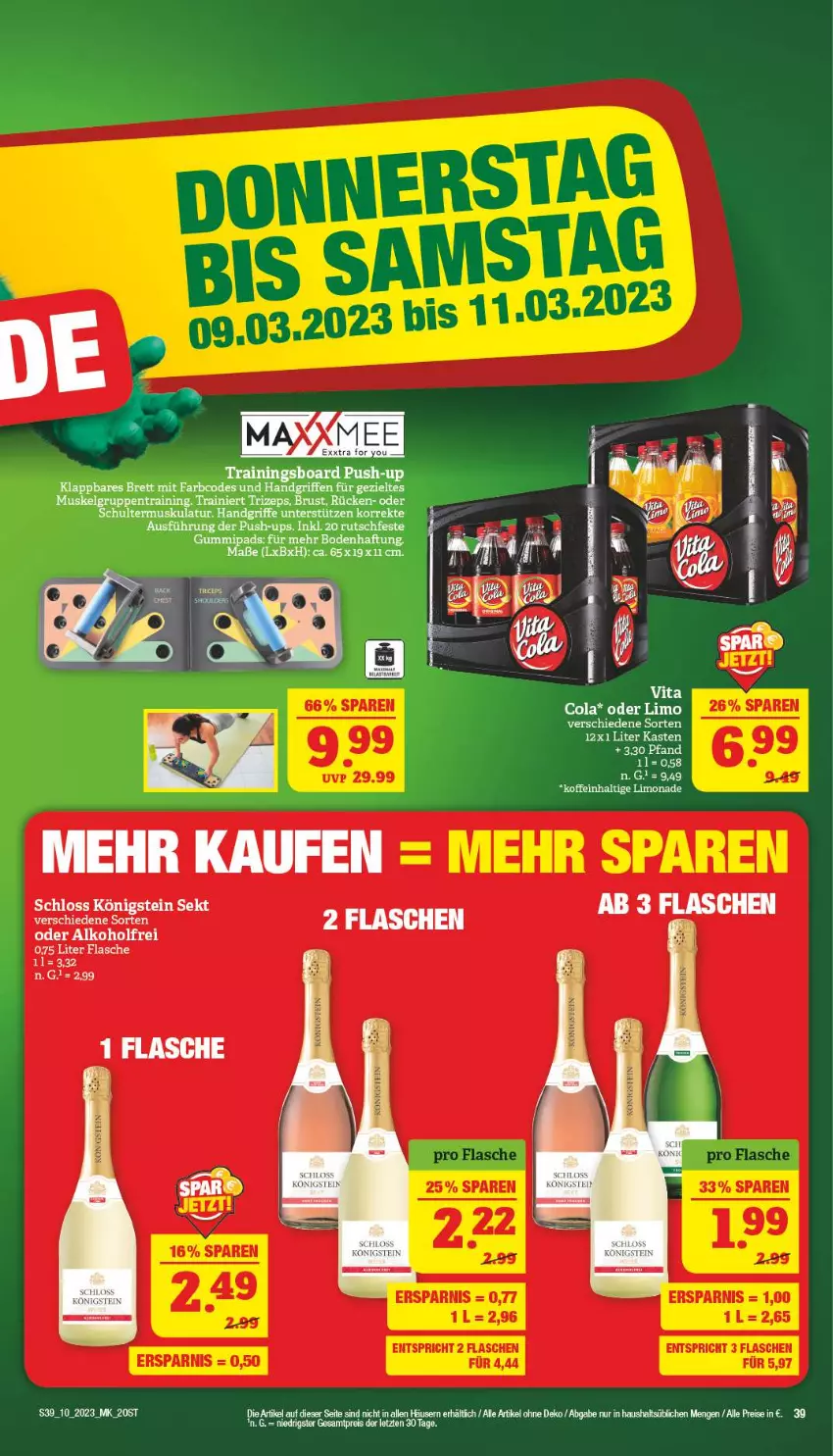 Aktueller Prospekt Marktkauf - Prospekt - von 05.03 bis 11.03.2023 - strona 39 - produkty: cola, eis, flasche, LG, limo, limonade, Ofen, Push-up, reis, sekt, Ti, Yo