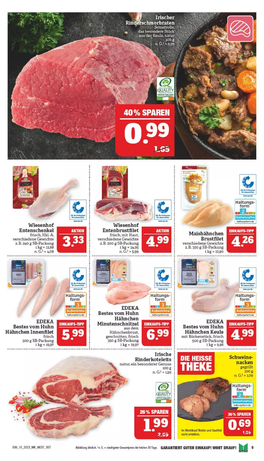 Aktueller Prospekt Marktkauf - Prospekt - von 05.03 bis 11.03.2023 - strona 9 - produkty: brustfilet, deka, eis, ente, Entenbrust, Entenschenkel, filet, grill, hähnchenbrust, henkel, kotelett, lebensmittel, mais, minutenschnitzel, natur, nuss, reis, rind, rinder, schenkel, schnitten, schnitzel, schwein, schweine, Ti, wein, weine, wiesenhof, ZTE