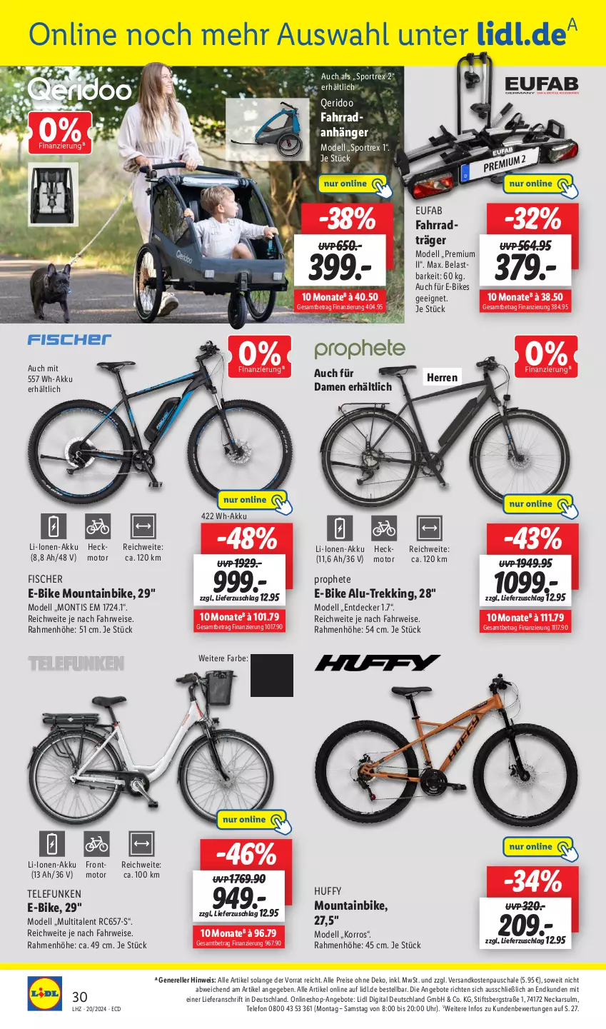 Aktueller Prospekt Lidl - Aktionsprospekt - von 13.05 bis 18.05.2024 - strona 36 - produkty: akku, angebot, angebote, Anhänger, decke, dell, E-Bike, E-Bikes, eis, elle, eufab, Fahrrad, fisch, fische, Fischer, Mode, Mountainbike, ndk, prophete, reis, rel, rwe, Schal, Schale, Sport, telefon, telefunken, Ti, uhr