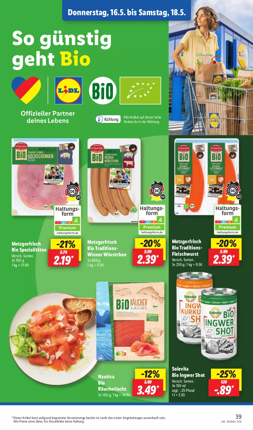 Aktueller Prospekt Lidl - Aktionsprospekt - von 13.05 bis 18.05.2024 - strona 47 - produkty: angebot, bio, eis, fleisch, fleischwurst, ingwer, lachs, Räucherlachs, reis, Spezi, Ti, vita, wiener, wiener würstchen, wurst, würstchen, ZTE