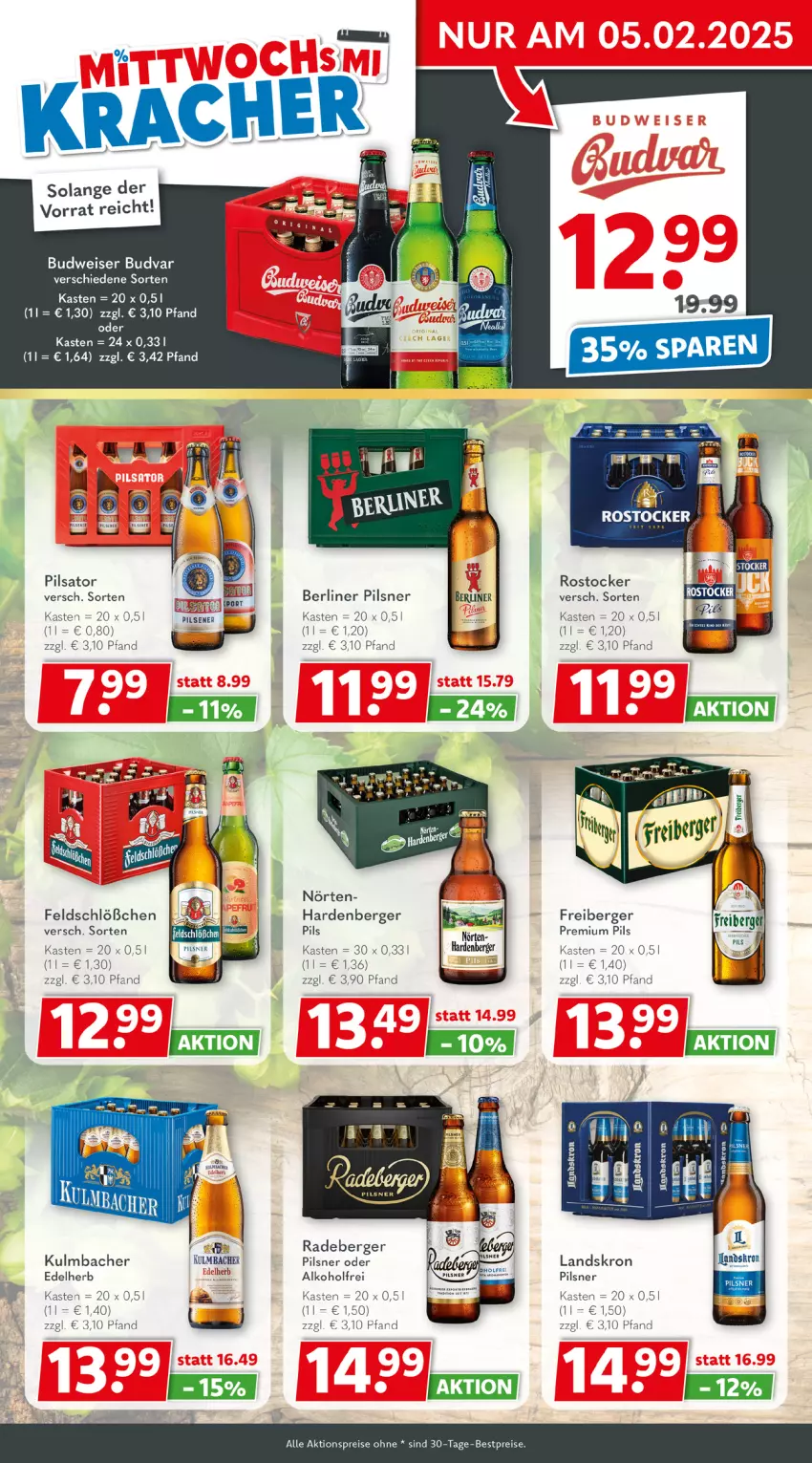 Aktueller Prospekt Getraenkeland - von 03.02 bis 15.02.2025 - strona 2 - produkty: aktionspreis, alkohol, Berger, berliner, bestpreis, bestpreise, budweiser, eis, Freiberger, pils, pilsner, premium pils, radeberger, radeberger pilsner, reis, Rostocker, Ti