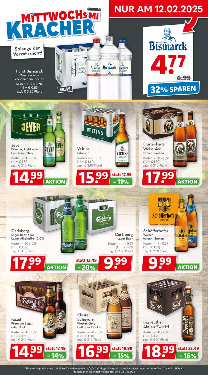 Aktueller Prospekt Getraenkeland - von 03.02 bis 15.02.2025 - strona 3 - produkty: aktionspreis, alkohol, Alwa, bestpreis, bestpreise, bier, bismarck, carlsberg, eis, franziskaner, Kozel, mineralwasser, pils, pilsener, reis, schöfferhofer, Ti, veltins, wasser, weissbier, WICK