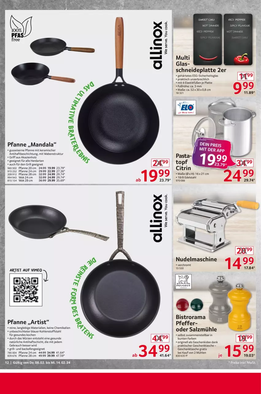 Aktueller Prospekt Selgros - Non Food - von 08.02 bis 14.02.2024 - strona 12 - produkty: asti, auer, backofen, edelstahl, eis, Geschenktasche, gin, grill, herdarten, Holz, K2, latte, nudel, Ofen, pfanne, pfeffer, rama, Rauch, Ria, salz, Tasche, Ti, tisch, wok, Yo