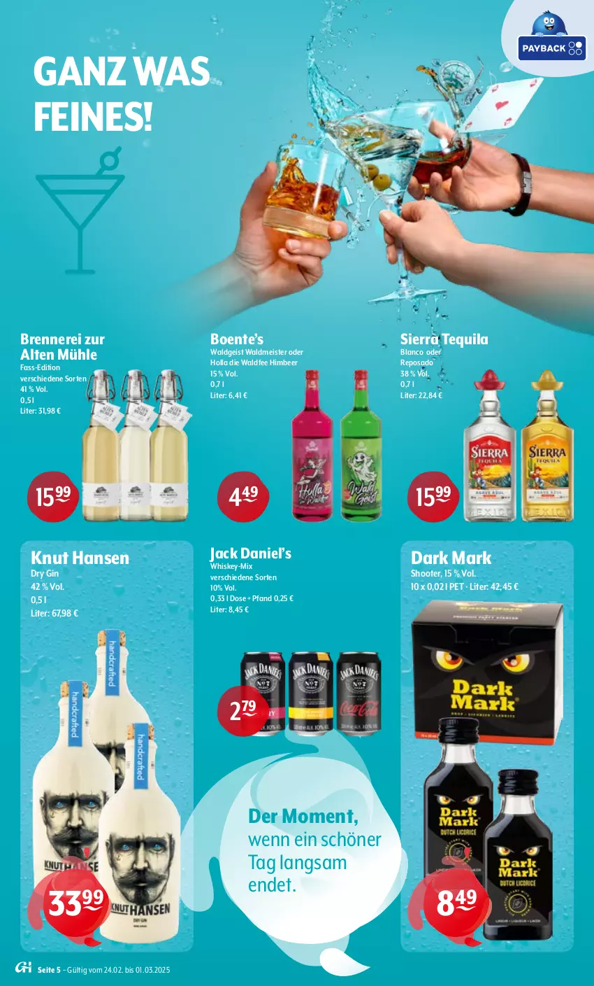 Aktueller Prospekt Getraenke Hoffmann - Prospekte - von 24.02 bis 01.03.2025 - strona 5 - produkty: dry gin, eis, ente, gin, himbeer, jack daniel, Jack Daniel’s, Meister, Sierra, sierra tequila, tequila, Ti, waldmeister, whiskey