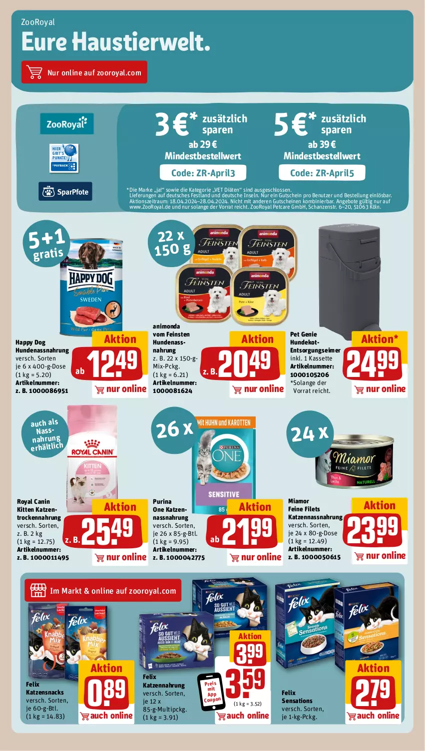 Aktueller Prospekt Rewe - Prospekte - von 22.04 bis 27.04.2024 - strona 19 - produkty: angebot, angebote, aust, coupon, eimer, eis, felix, filet, filets, gutschein, gutscheine, katzennahrung, katzensnack, katzensnacks, Nassnahrung, pril, purina, reis, rwe, sensations, snack, snacks, Stier, Ti, Trockennahrung