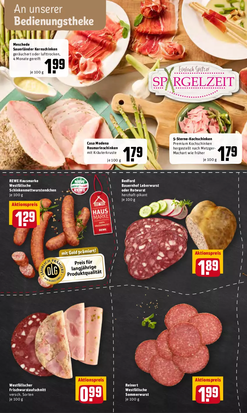 Aktueller Prospekt Rewe - REWE Ihr Kaufpark - von 09.05 bis 14.05.2022 - strona 6 - produkty: aktionspreis, auer, aufschnitt, Bau, Bauer, Casa Modena, eis, Germ, hausmarke, kernschinken, kochschinken, kräuter, leberwurst, mac, Mett, mettwurst, Mode, reinert, reis, rewe hausmarke, rosmarin, Rotwurst, schinken, Ti, wurst