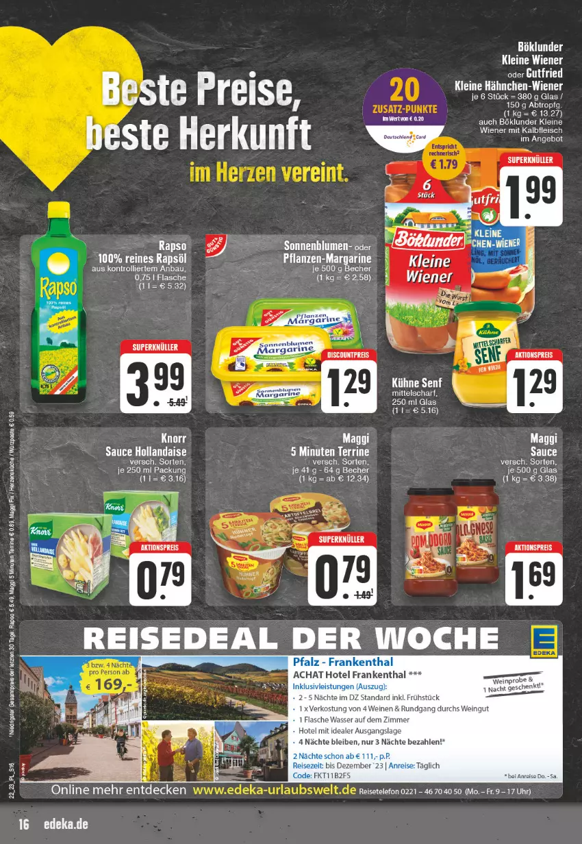 Aktueller Prospekt E Center - Angebote der Woche - von 29.05 bis 03.06.2023 - strona 16 - produkty: aeg, aktionspreis, angebot, Bau, Becher, blume, blumen, böklunder, deka, eis, flasche, fleisch, gutfried, hollandaise, Kalbfleisch, küche, leine, maggi, maggi fix, margarine, mit kalbfleisch, pflanze, pflanzen, rapso, reis, sauce, sauce hollandaise, sonnenblume, sonnenblumen, telefon, terrine, Ti, trolli, uhr, wasser, wein, weine, wiener, ZTE