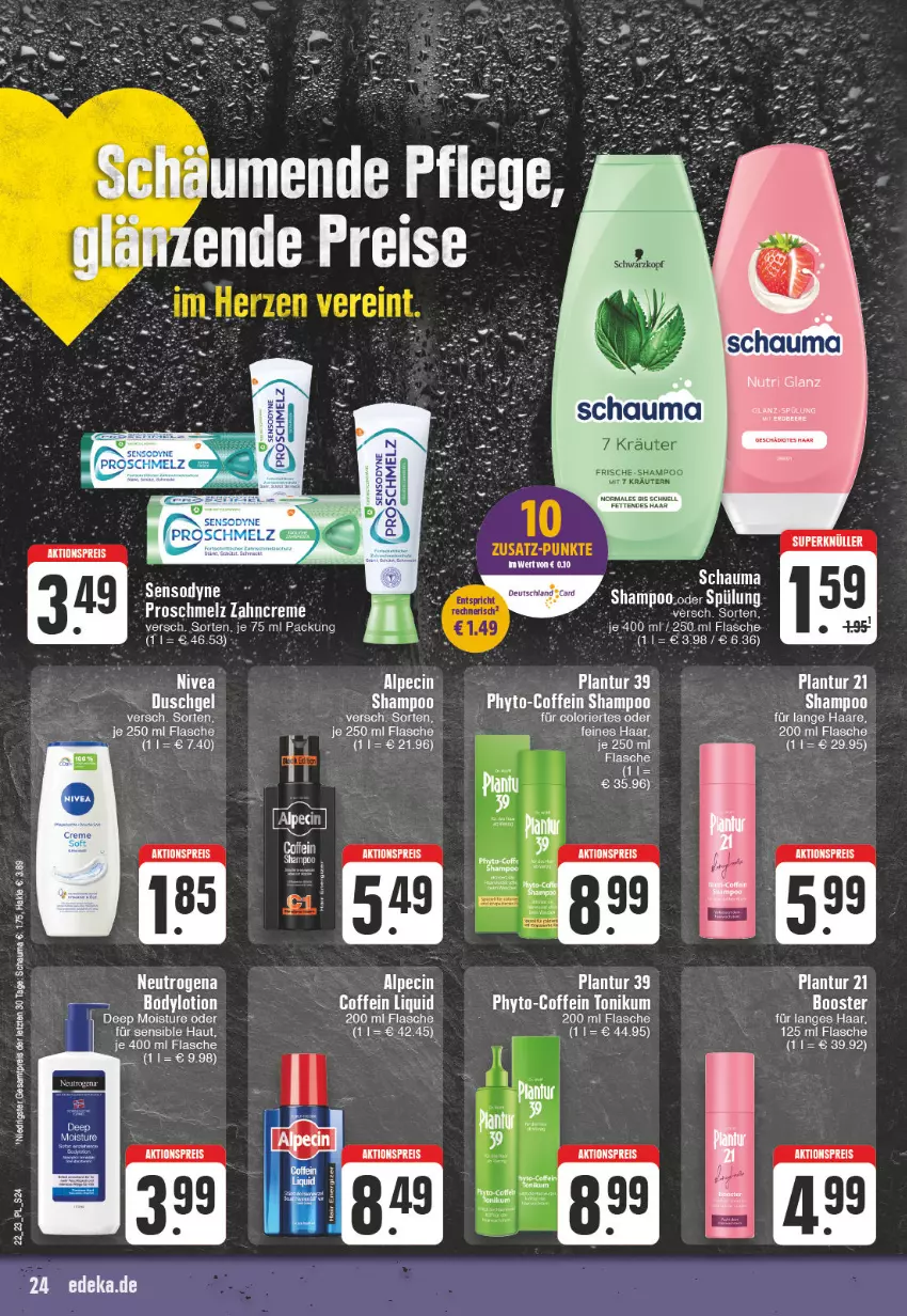 Aktueller Prospekt E Center - Angebote der Woche - von 29.05 bis 03.06.2023 - strona 24 - produkty: aktionspreis, alpecin, body, bodylotion, cin, coffein, eis, flasche, kräuter, kräutern, Lotion, neutrogena, nivea, reis, schauma, shampoo, spülung, Ti