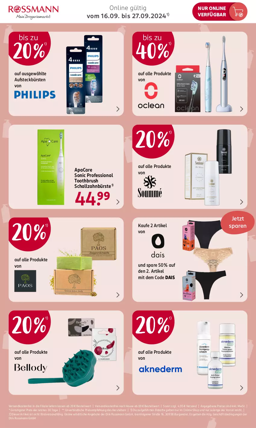 Aktueller Prospekt Rossmann - Prospekte - von 16.09 bis 27.09.2024 - strona 3 - produkty: angebot, angebote, aufsteckbürsten, bürste, bürsten, eis, elle, LG, ndk, reis, Schal, schallzahnbürste, teller, Ti, versandkostenfrei, wedel, zahnbürste, ZTE