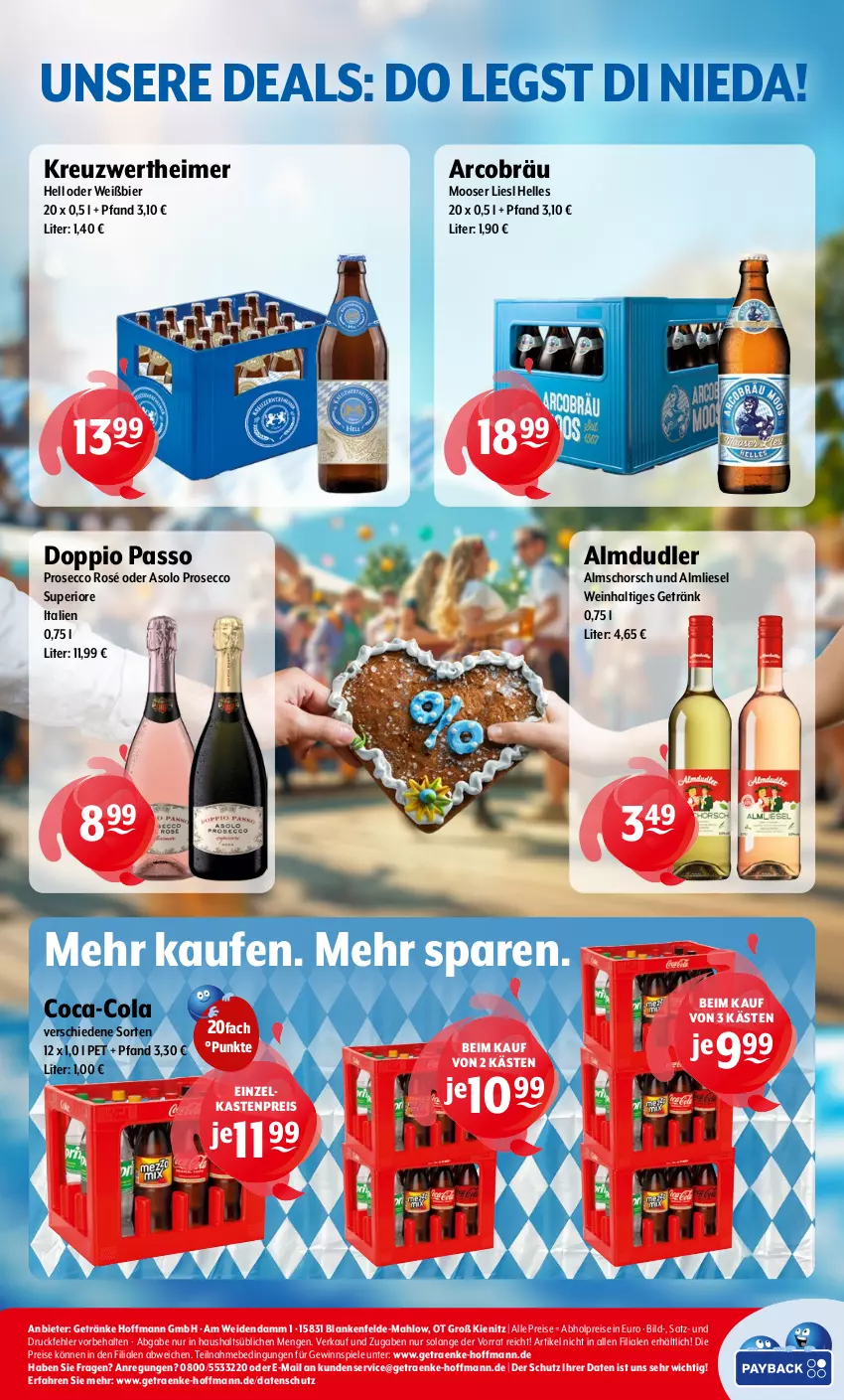 Aktueller Prospekt Getraenke Hoffmann - Prospekte - von 09.09 bis 14.09.2024 - strona 8 - produkty: abholpreise, almdudler, bier, coca-cola, cola, doppio passo, ecco, eimer, eis, elle, getränk, getränke, gewinnspiel, passo, prosecco, reis, Spiele, Ti, wein