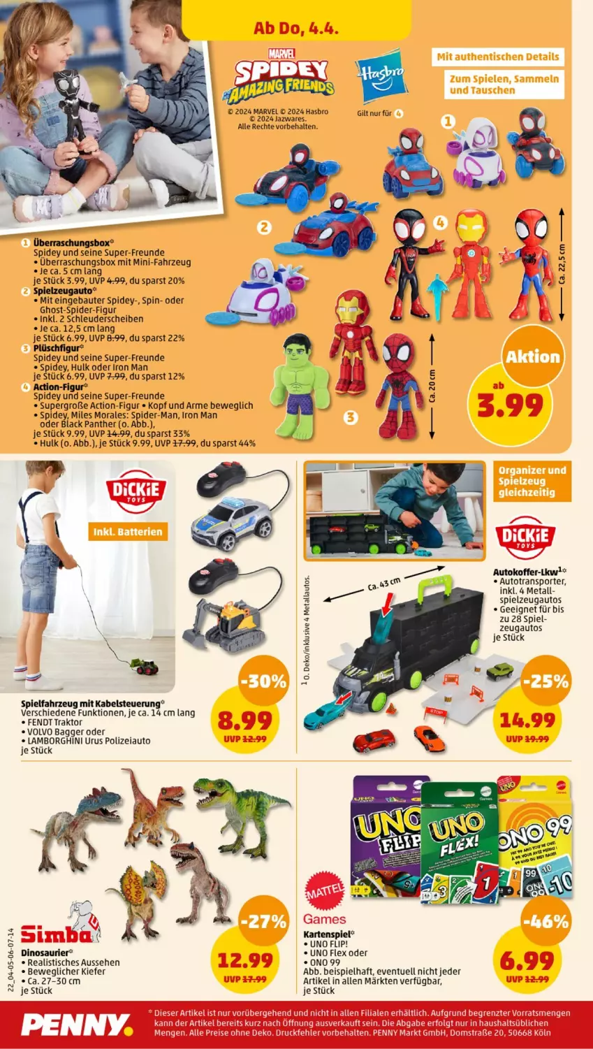 Aktueller Prospekt Penny - Prospekte - von 01.04 bis 06.04.2024 - strona 20 - produkty: auto, Bau, eis, Hasbro, Kartenspiel, lack, spider-man, spielzeug, Sport, Ti, tisch