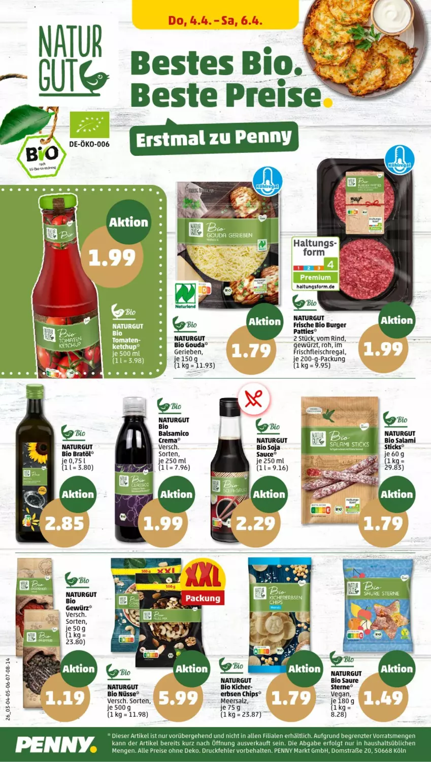 Aktueller Prospekt Penny - Prospekte - von 01.04 bis 06.04.2024 - strona 24 - produkty: balsam, balsamico, bio, burger, chips, eis, erbsen, fleisch, gewürz, gouda, LG, meersalz, natur, regal, reis, rind, salami, salz, sauce, soja, Ti, ZTE