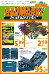 Gazetka promocyjna  - Prospekt für Globus Baumarkt  Achern - Gazetka - ważna od 04.06 do 04.06.2022 - strona 1 - produkty: Bau, beetpflanzen, blume, blumen, erde, Garten, koffer, pflanze, pflanzen, pflanzerde, sac, SANTE, schrauben, Schraubendreher, Ti, topf, werkzeug