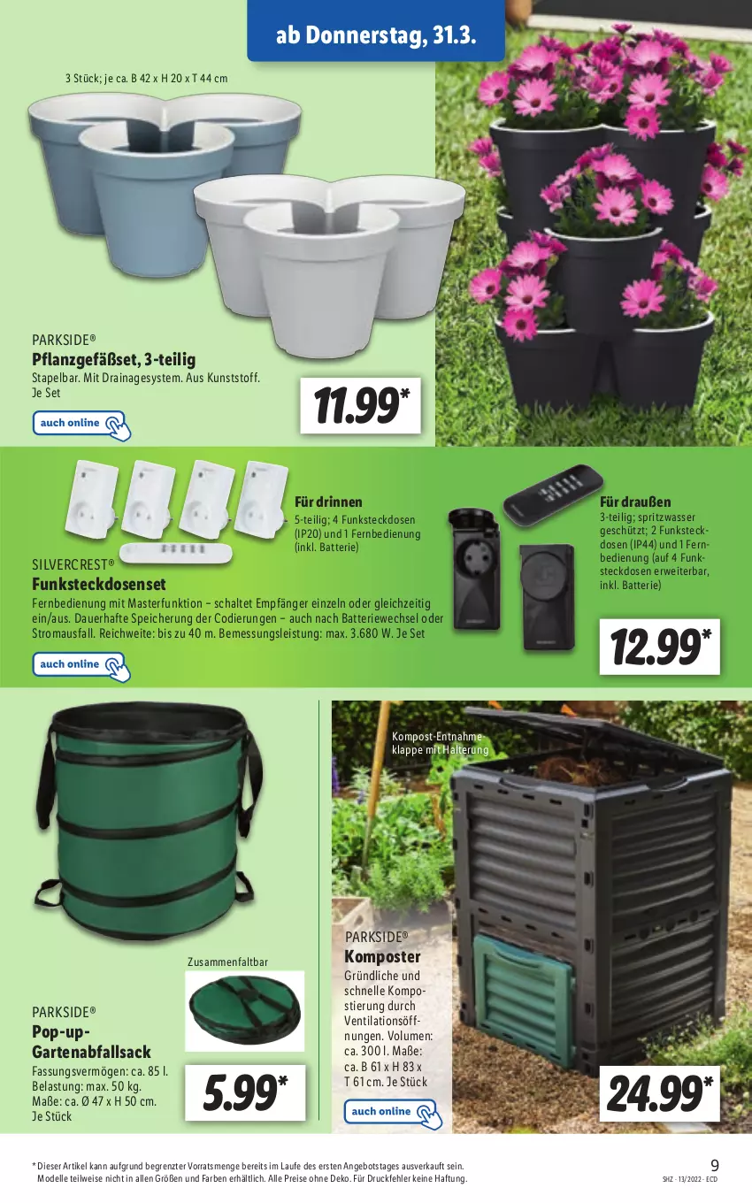 Aktueller Prospekt Lidl - Aktionsprospekt - von 28.03 bis 02.04.2022 - strona 55 - produkty: angebot, auer, batterie, dell, eis, elle, fernbedienung, Garten, Komposter, Maus, Mode, Parkside, reis, rwe, sac, Schal, silvercrest, steckdose, Stier, Ti, wasser, ZTE