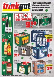 Gazetka promocyjna Trinkgut - Gazetka - ważna od 08.01 do 08.01.2022 - strona 1 - produkty: Alwa, ball, bitburger, bitburger pils, blended scotch, blended scotch whisky, burger, elle, flasche, gerolsteine, gerolsteiner, glasflasche, limo, limonade, limonaden, mineralwasser, osborne, pils, scotch, scotch whisky, steiner, Ti, veterano, wasser, wein, weine, whisky