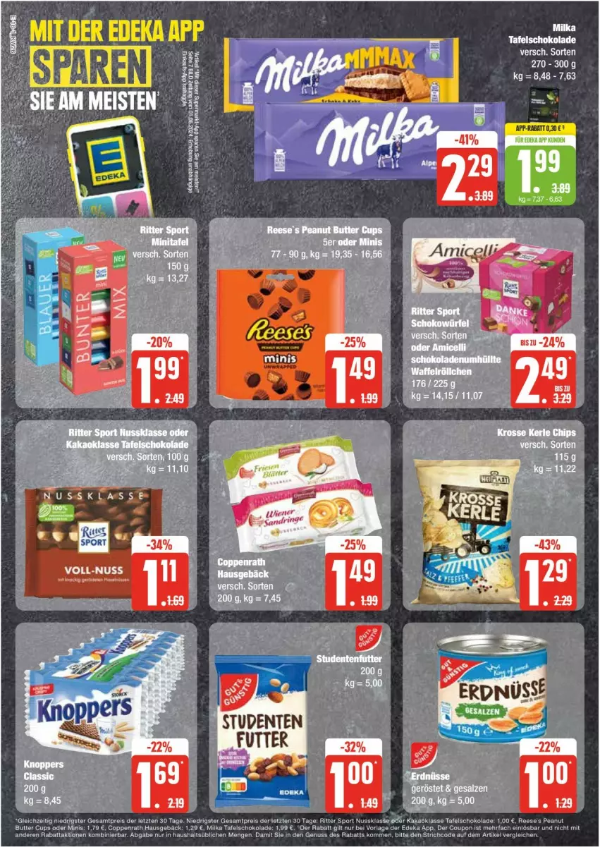 Aktueller Prospekt Edeka - Prospekte - von 24.06 bis 29.06.2024 - strona 16 - produkty: chips, deka, merl, schoko, schokolade, tafelschokolade, Ti, wurst