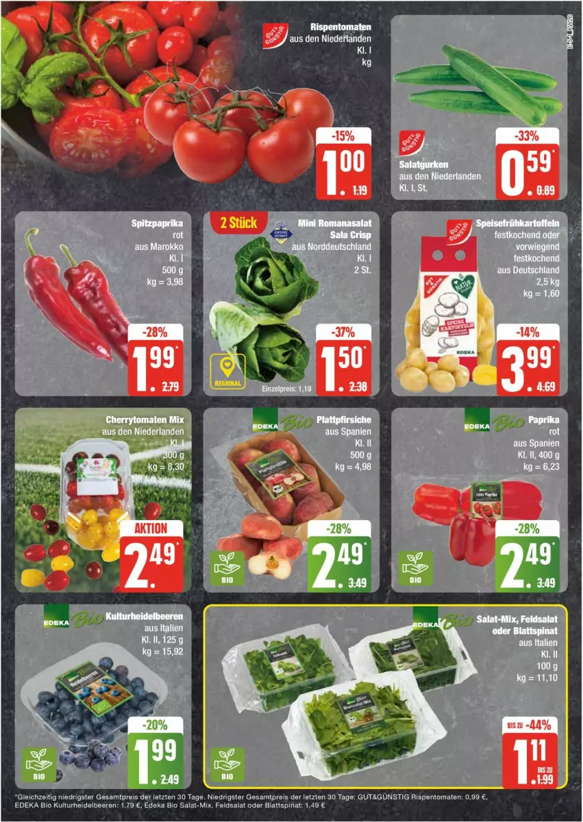 Aktueller Prospekt Edeka - Prospekte - von 24.06 bis 29.06.2024 - strona 5 - produkty: beere, beeren, bio, blattspinat, deka, edeka bio, eis, feldsalat, heidelbeere, heidelbeeren, reis, rispentomaten, salat, spinat, Ti, tomate, tomaten, ZTE