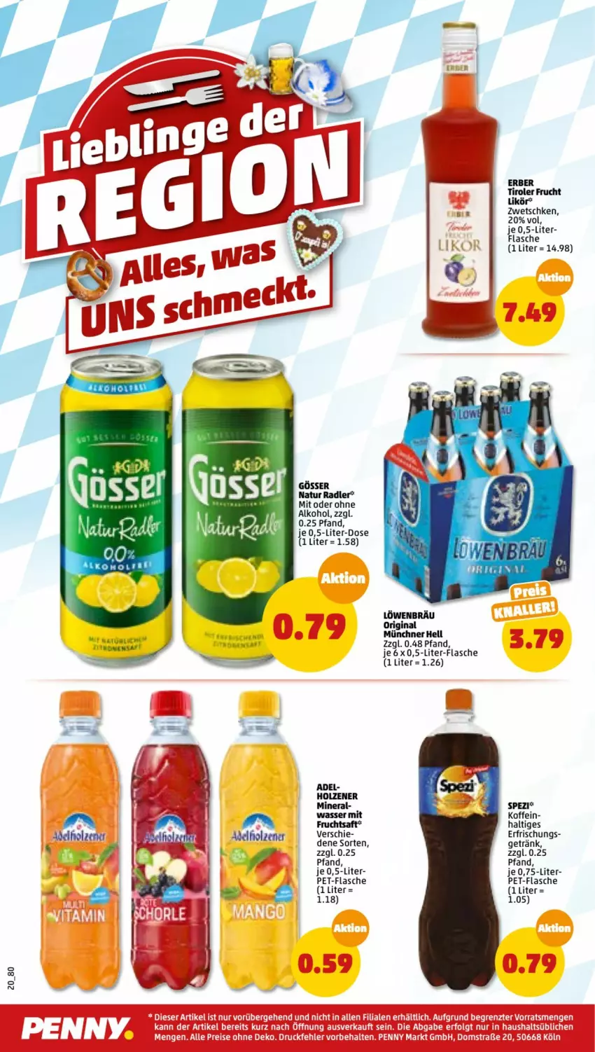 Aktueller Prospekt Penny - Prospekte - von 25.07 bis 30.07.2022 - strona 20 - produkty: alkohol, eis, flasche, frucht, fruchtsaft, getränk, gin, gösser, Holz, likör, mit frucht, natur, natur radler, ohne alkohol, pet-flasche, radler, reis, saft, Spezi, Ti, wasser, ZTE