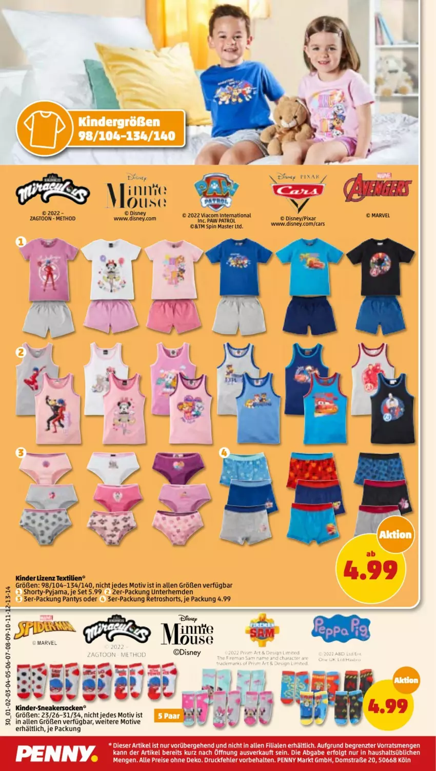 Aktueller Prospekt Penny - Prospekte - von 25.07 bis 30.07.2022 - strona 30 - produkty: disney, eis, hemd, hemden, Kinder, LG, Mixa, panty, Paw Patrol, Pyjama, reis, retroshorts, shorts, shorty, shorty-pyjama, sneaker, sneakersocken, socken, Ti, Unterhemd, unterhemden, ZTE