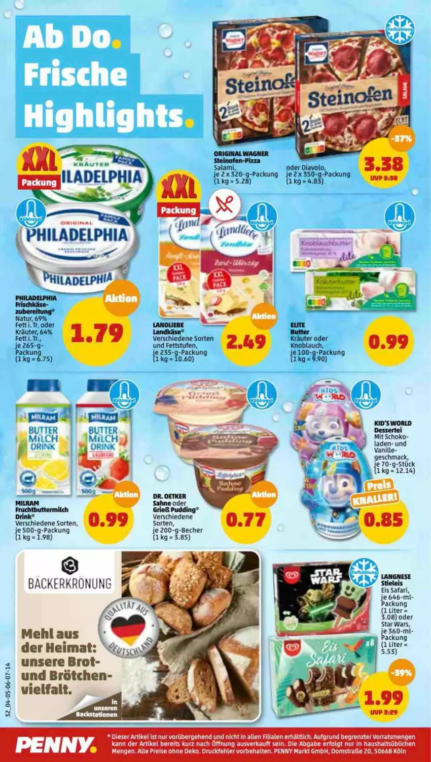 Aktueller Prospekt Penny - Prospekte - von 25.07 bis 30.07.2022 - strona 32 - produkty: Becher, brot, brötchen, butter, buttermilch, Dr. Oetker, drink, eis, frucht, Käse, knoblauch, kräuter, landliebe, LG, mac, milch, milram, natur, pudding, sahne, schoko, tee, Ti, vanille, ZTE