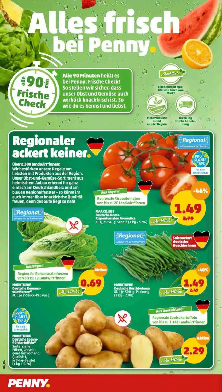 Aktueller Prospekt Penny - Prospekte - von 25.07 bis 30.07.2022 - strona 4 - produkty: Bau, eis, elle, fenster, kartoffel, kartoffeln, obst, Obst und Gemüse, regal, rispentomaten, Romanasalat, salat, salatherzen, speisekartoffeln, Ti, tomate, tomaten, und gemüse, Zelt