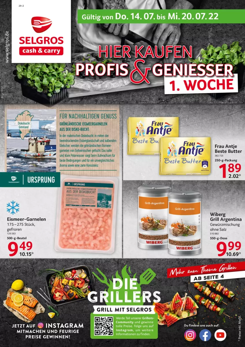 Aktueller Prospekt Selgros - Food - von 14.07 bis 20.07.2022 - strona 1 - produkty: beste butter, buch, butter, eis, erde, fisch, frau antje, garnelen, gewürz, Gewürzmischung, grill, LG, mac, nuss, reis, salz, tee, Ti, wasser