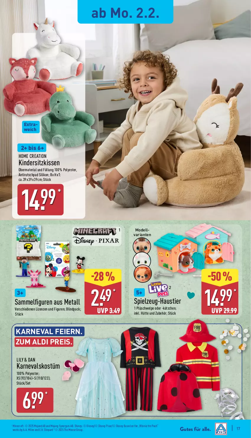 Aktueller Prospekt Aldi Nord - Von Montag - von 02.02 bis 07.02.2026 - strona 19 - produkty: aldi, aust, dell, disney, eier, eis, HP, Kätzchen, Kinder, Kindersitz, kissen, Mode, Plüsch, reis, Ria, sitzkissen, spielzeug, Stier, Ti